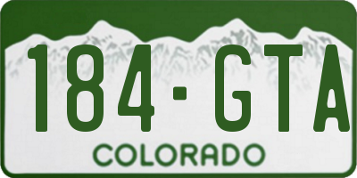 CO license plate 184GTA