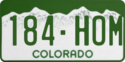 CO license plate 184HOM