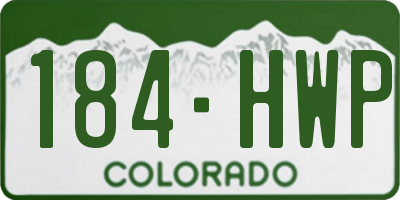 CO license plate 184HWP