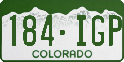 CO license plate 184IGP