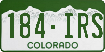 CO license plate 184IRS