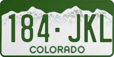 CO license plate 184JKL