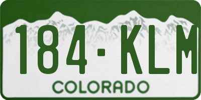CO license plate 184KLM