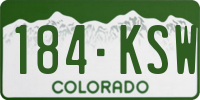 CO license plate 184KSW