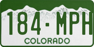 CO license plate 184MPH