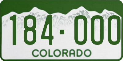 CO license plate 184OOO