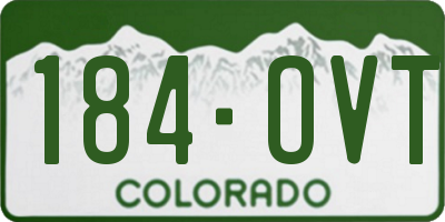 CO license plate 184OVT