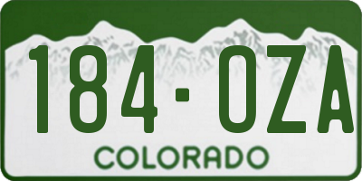 CO license plate 184OZA