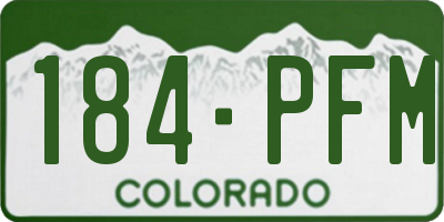 CO license plate 184PFM