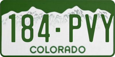 CO license plate 184PVY