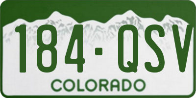 CO license plate 184QSV
