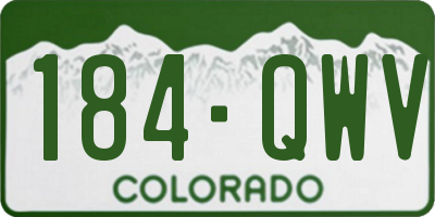 CO license plate 184QWV