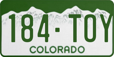 CO license plate 184TOY