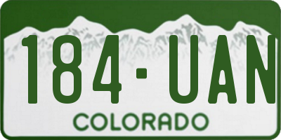 CO license plate 184UAN