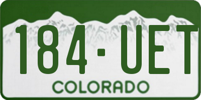CO license plate 184UET
