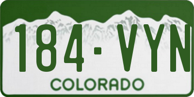 CO license plate 184VYN