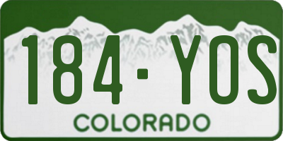 CO license plate 184YOS