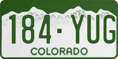 CO license plate 184YUG