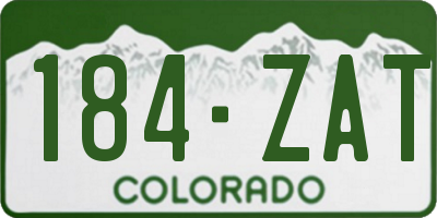 CO license plate 184ZAT
