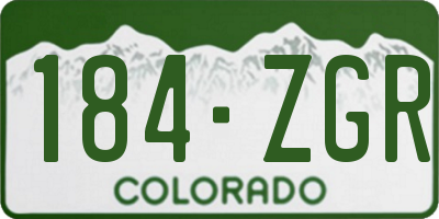 CO license plate 184ZGR