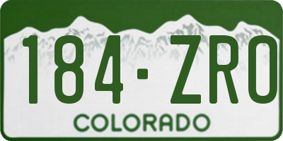 CO license plate 184ZRO