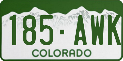 CO license plate 185AWK