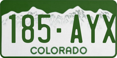 CO license plate 185AYX
