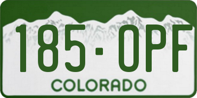 CO license plate 185OPF