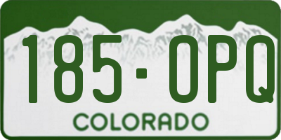 CO license plate 185OPQ