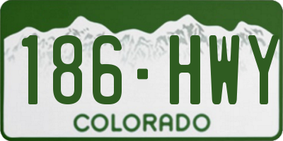 CO license plate 186HWY