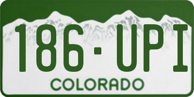 CO license plate 186UPI