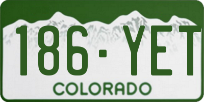 CO license plate 186YET