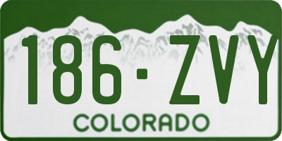 CO license plate 186ZVY