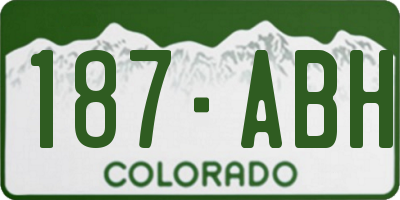 CO license plate 187ABH