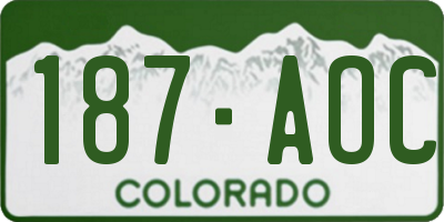 CO license plate 187AOC