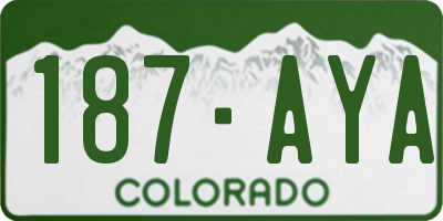 CO license plate 187AYA