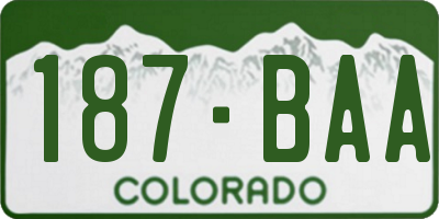 CO license plate 187BAA
