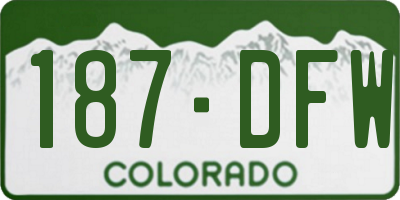 CO license plate 187DFW