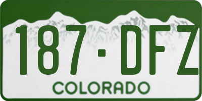 CO license plate 187DFZ