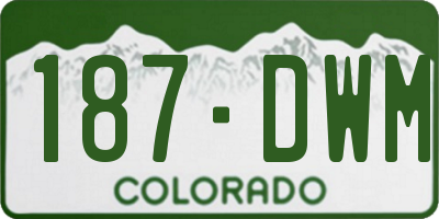 CO license plate 187DWM