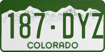 CO license plate 187DYZ