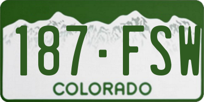 CO license plate 187FSW