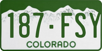 CO license plate 187FSY