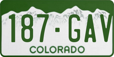 CO license plate 187GAV