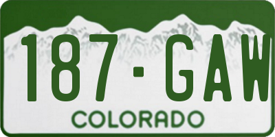 CO license plate 187GAW
