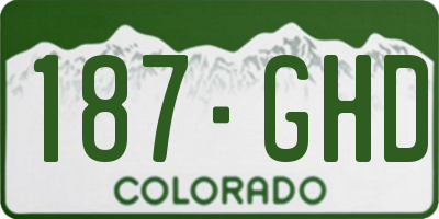 CO license plate 187GHD