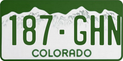 CO license plate 187GHN