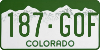 CO license plate 187GOF