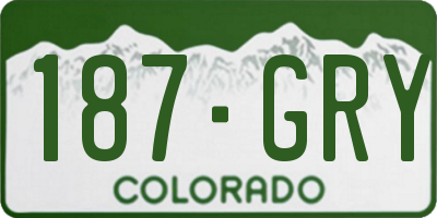 CO license plate 187GRY