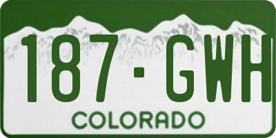 CO license plate 187GWH